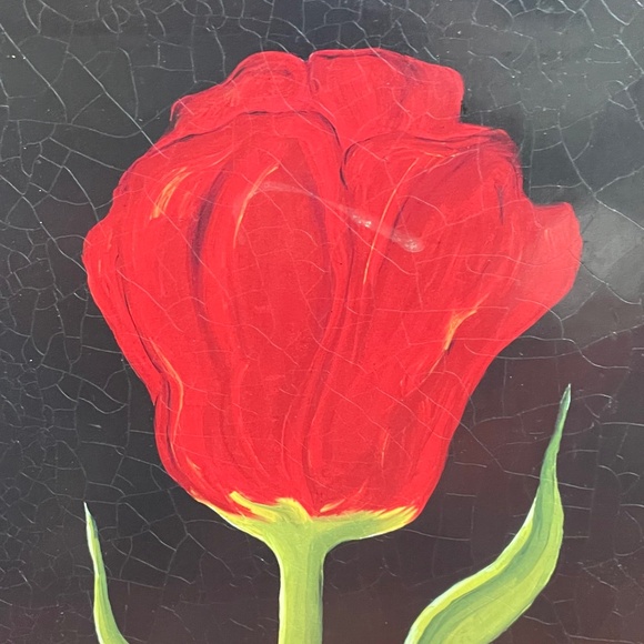 PRICE DROP! Dramatic hand painted red flowers 11 x 14" stretch canvas - Set of 2 - Picture 4 of 16